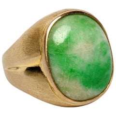 Jade Ring "Moss in Snow" Midcentury Certified Untreated