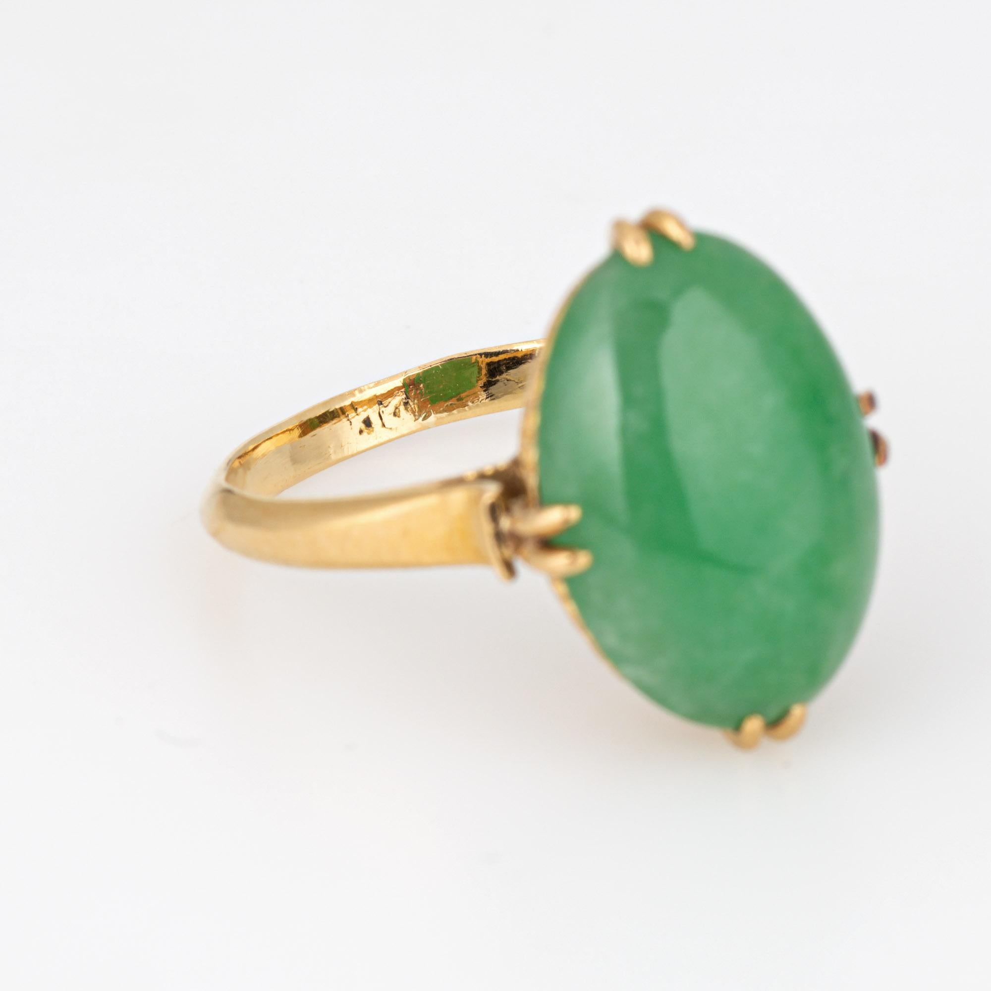 Jade Ring Vintage 14k Yellow Gold Jadeite Mid Century Cocktail Fine Jewelry 4.5 For Sale 1