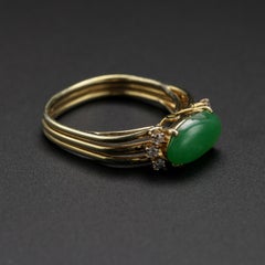Jade Ring with Diamonds Certified Untreated, Circa 1950s