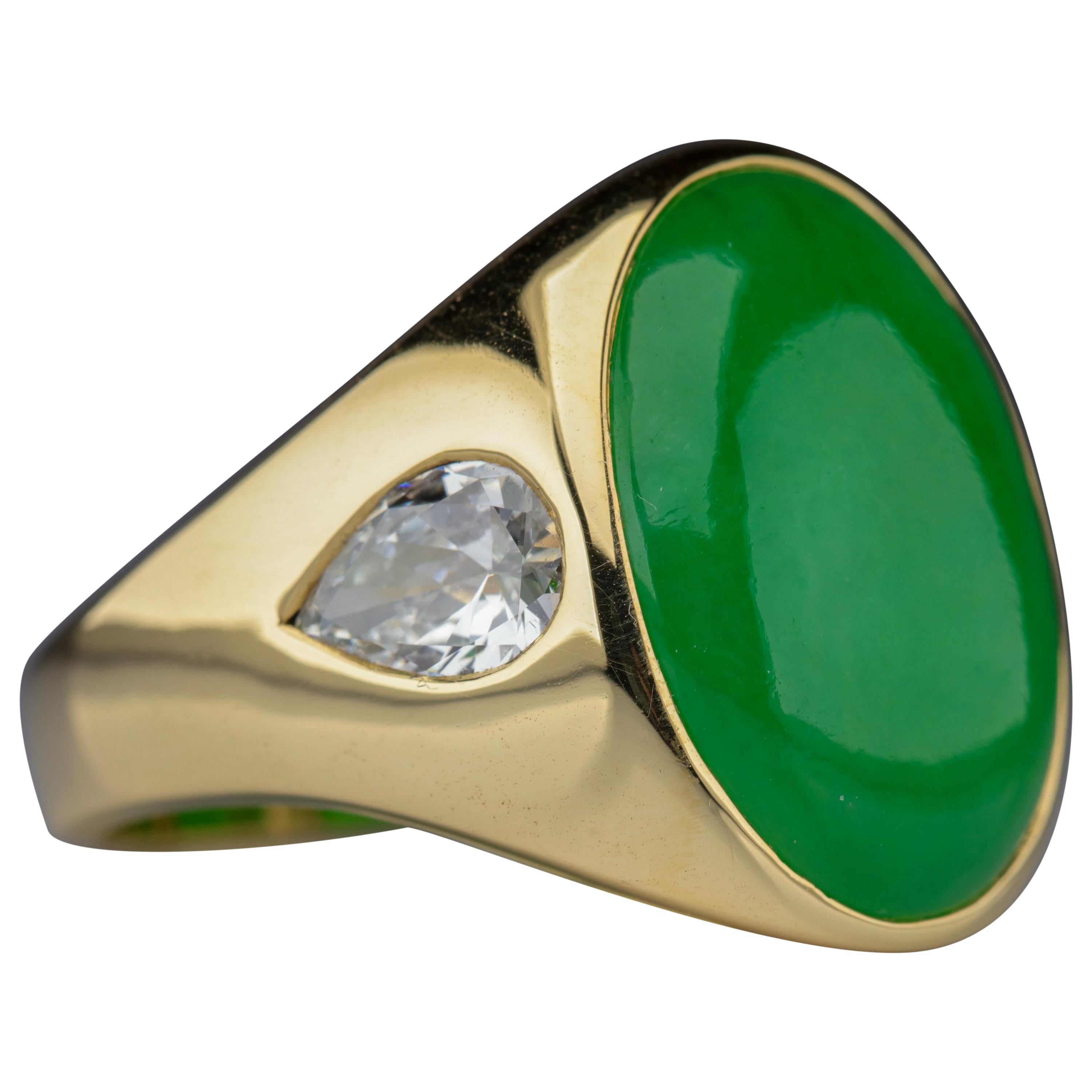 Jade Ring with Diamonds is Midcentury Masterpiece