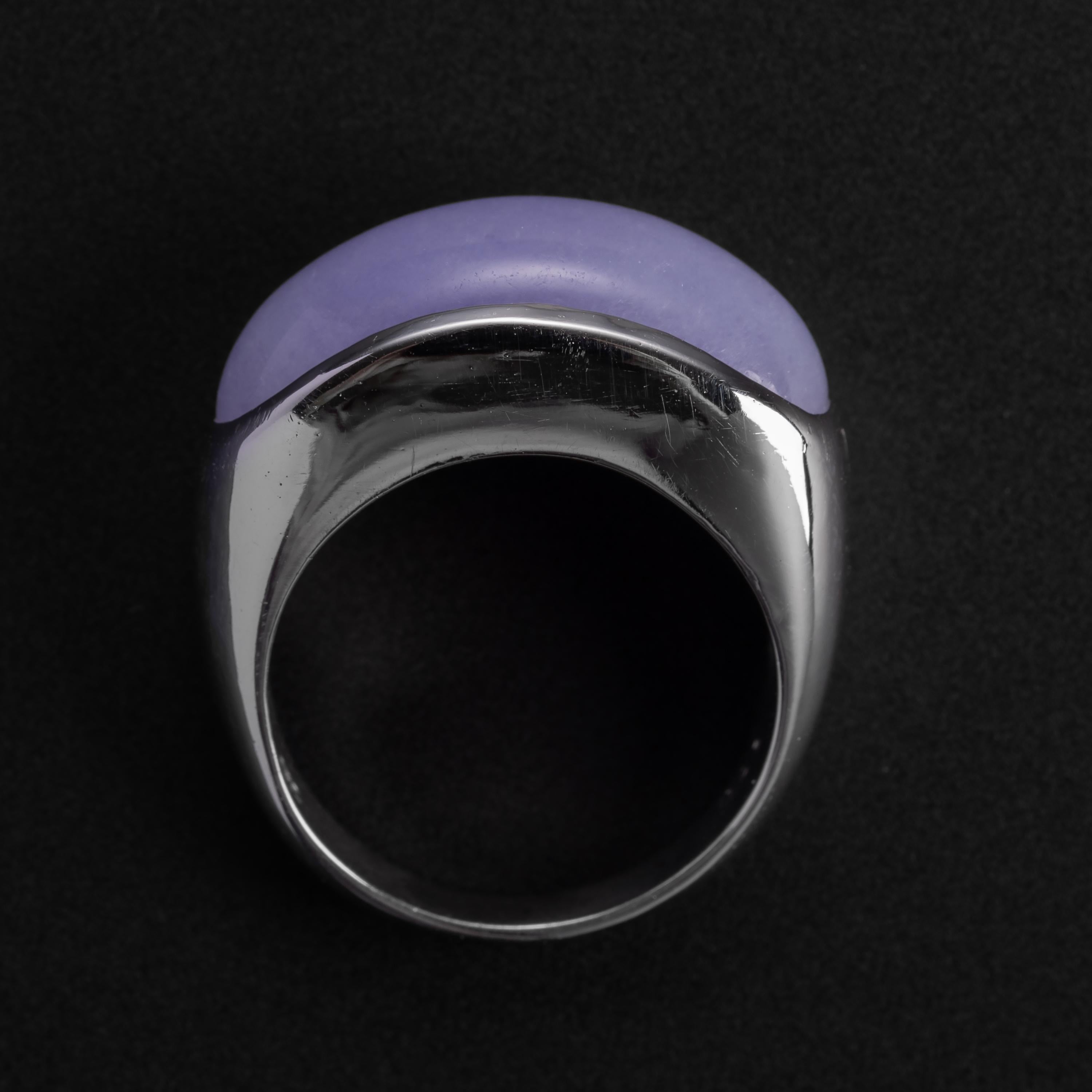 Jade Saddle Ring Lavender Certified Natural & Untreated In Excellent Condition In Southbury, CT