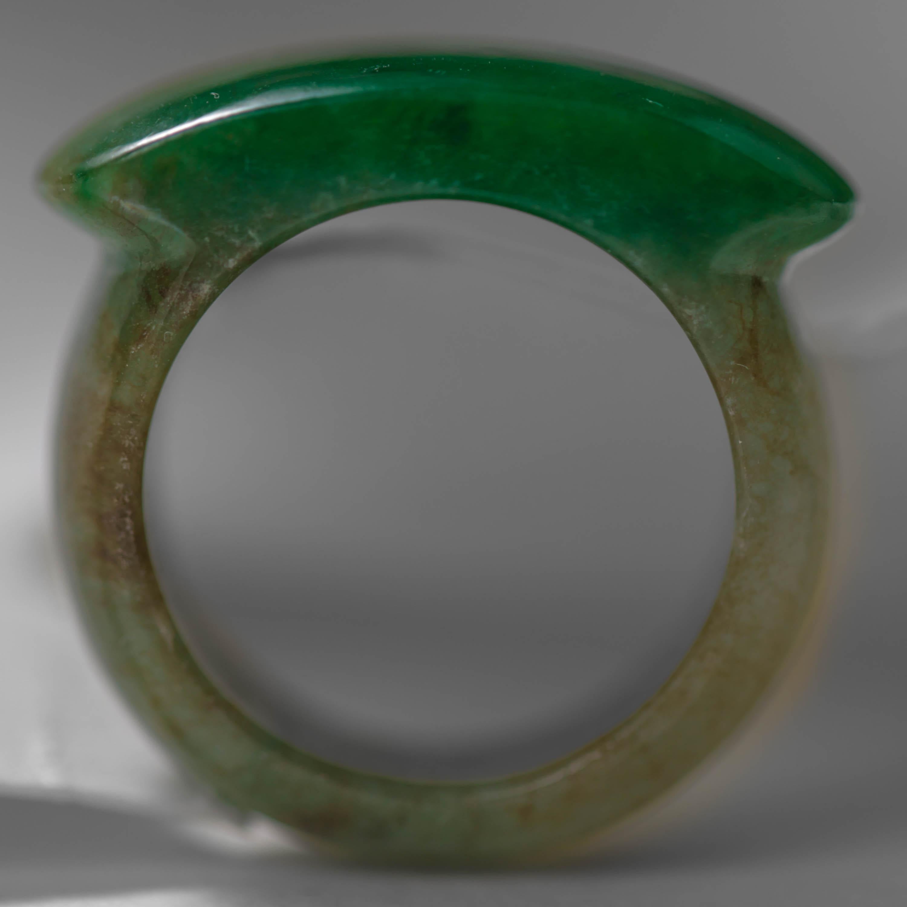 Jade Saddle Ring with Gold & Diamond Frame GIA Certified Untreated  For Sale 11