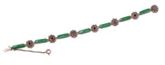 Jade, Sapphires, Diamonds, Rose Gold and Silver Retrò Bracelet.