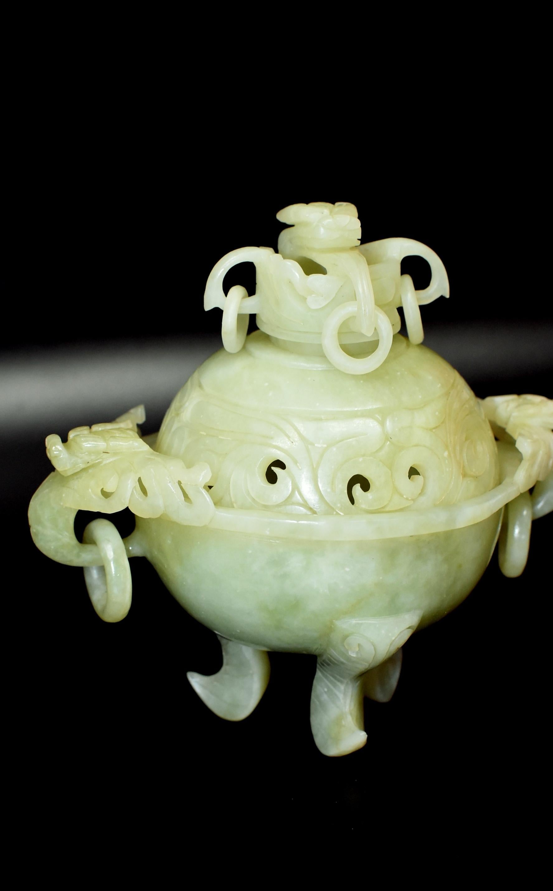 Chinese Jade Serpentine Incense Burner