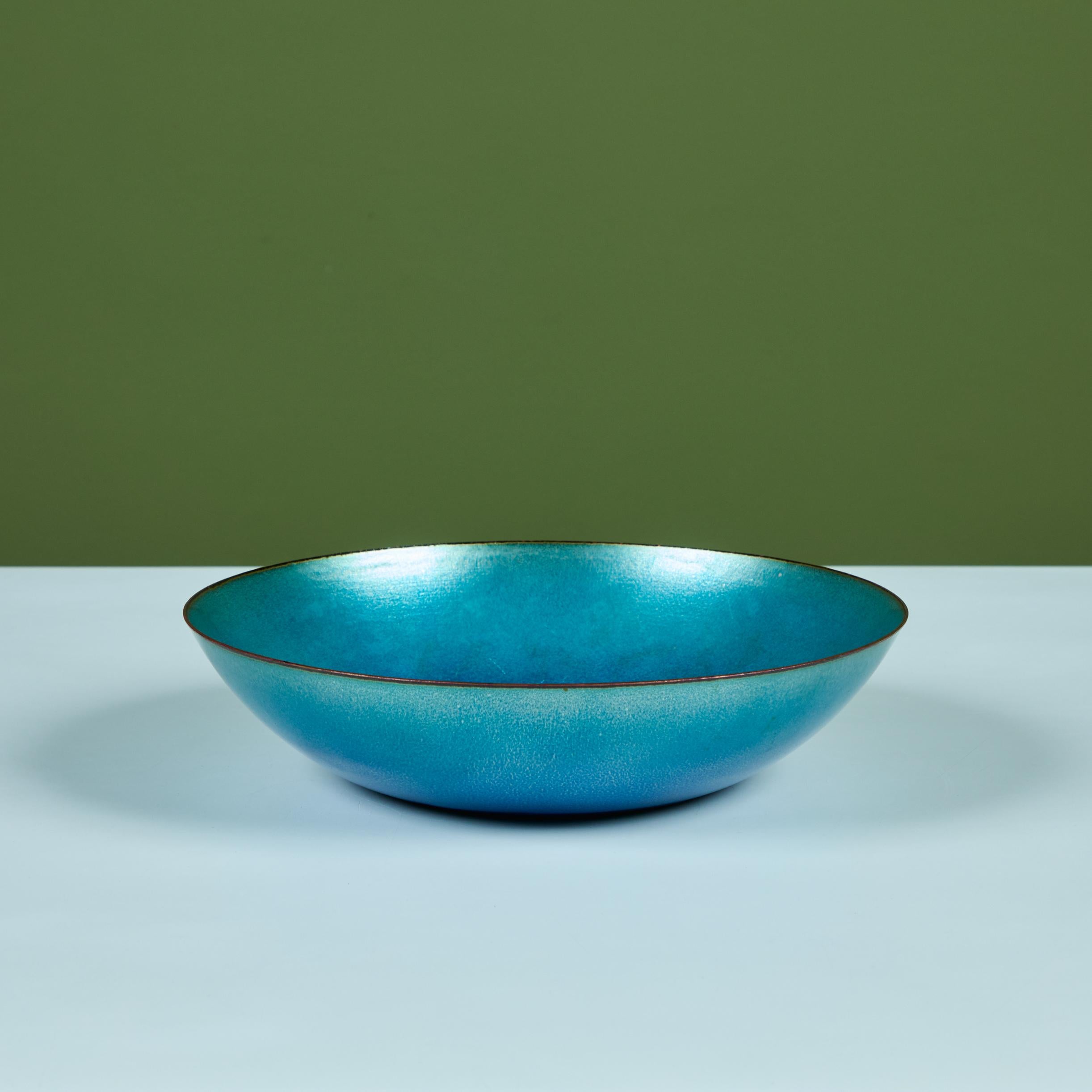 Mid-20th Century Jade Snow Wong Blue Enamel Copper Bowl