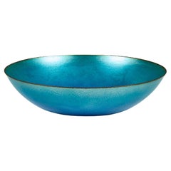 Vintage Jade Snow Wong Blue Enamel Copper Bowl