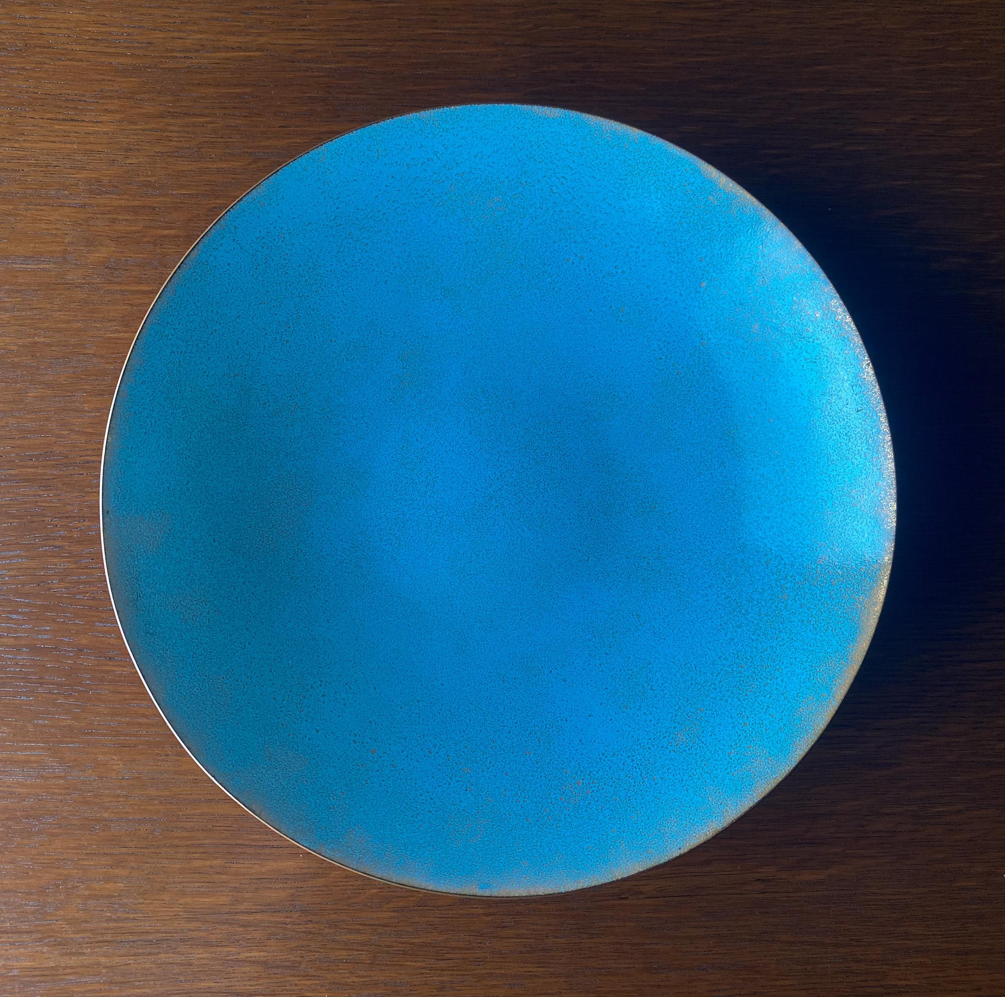 Jade Snow Wong Blue Enameled Copper Bowl, United States, 1950's  For Sale 5