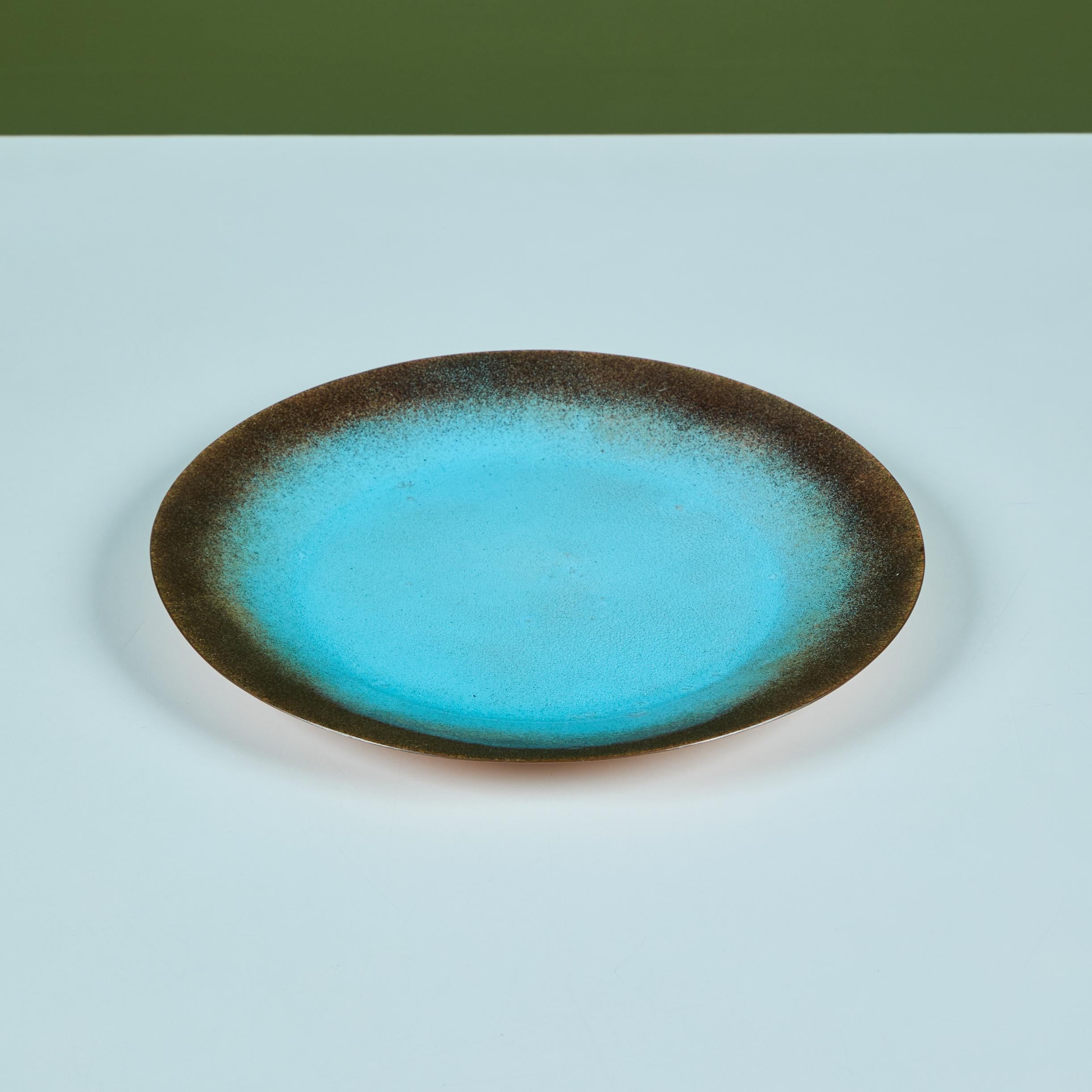 Jade Snow Wong Turquoise Enamel Copper Plate For Sale 1
