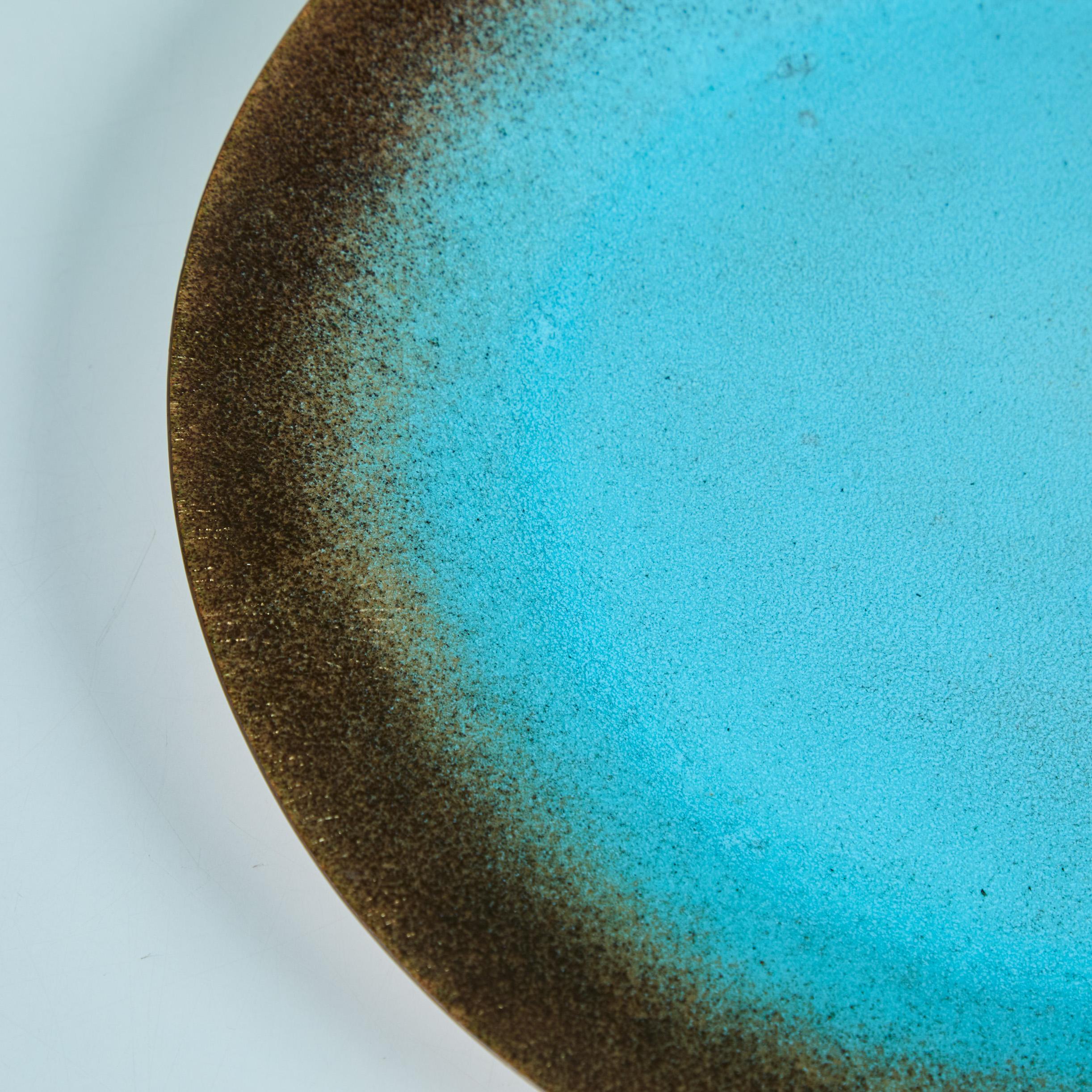 Jade Snow Wong Turquoise Enamel Copper Plate For Sale 3