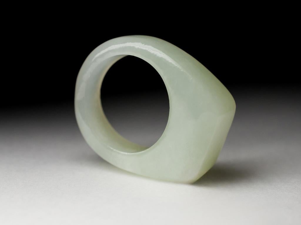 Jade Solid Ring Rare Gem Off White Natural White Pearl Hyacinth Flower Gemstone For Sale 4