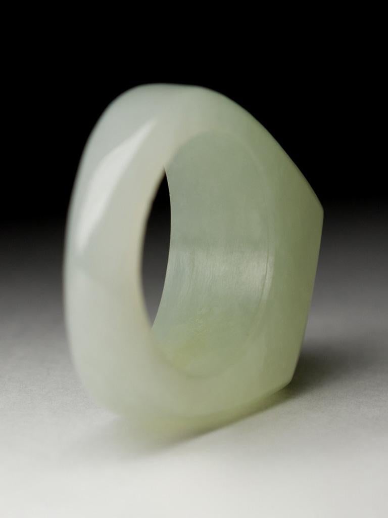 Women's or Men's Jade Solid Ring Rare Gem Off White Natural White Pearl Hyacinth Flower Gemstone For Sale