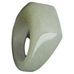 Jade Massiv Ring Seltener Edelstein Off-White Natürliche Weiße Perle Hyazinthe Blume Edelstein