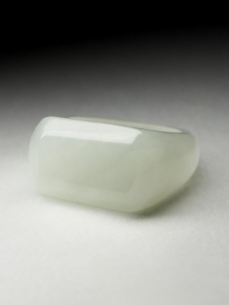 Mixed Cut Jade Solid Ring White Rare gift Unusual Natural Calla Lily Flower vintage For Sale