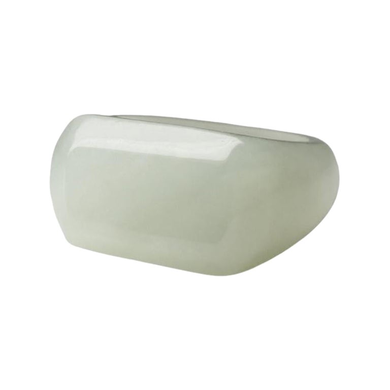 Jade Massivring Weiß Seltener Geschenk Ungewöhnlicher natürlicher Calla Lily Blume Vintage