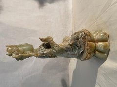 Jade statue, goddess Guanyin with lotus flower, China, 18th-19th century