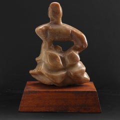 Brutalist Jade Statue Midcentury Figural Attrib. Mary Polon