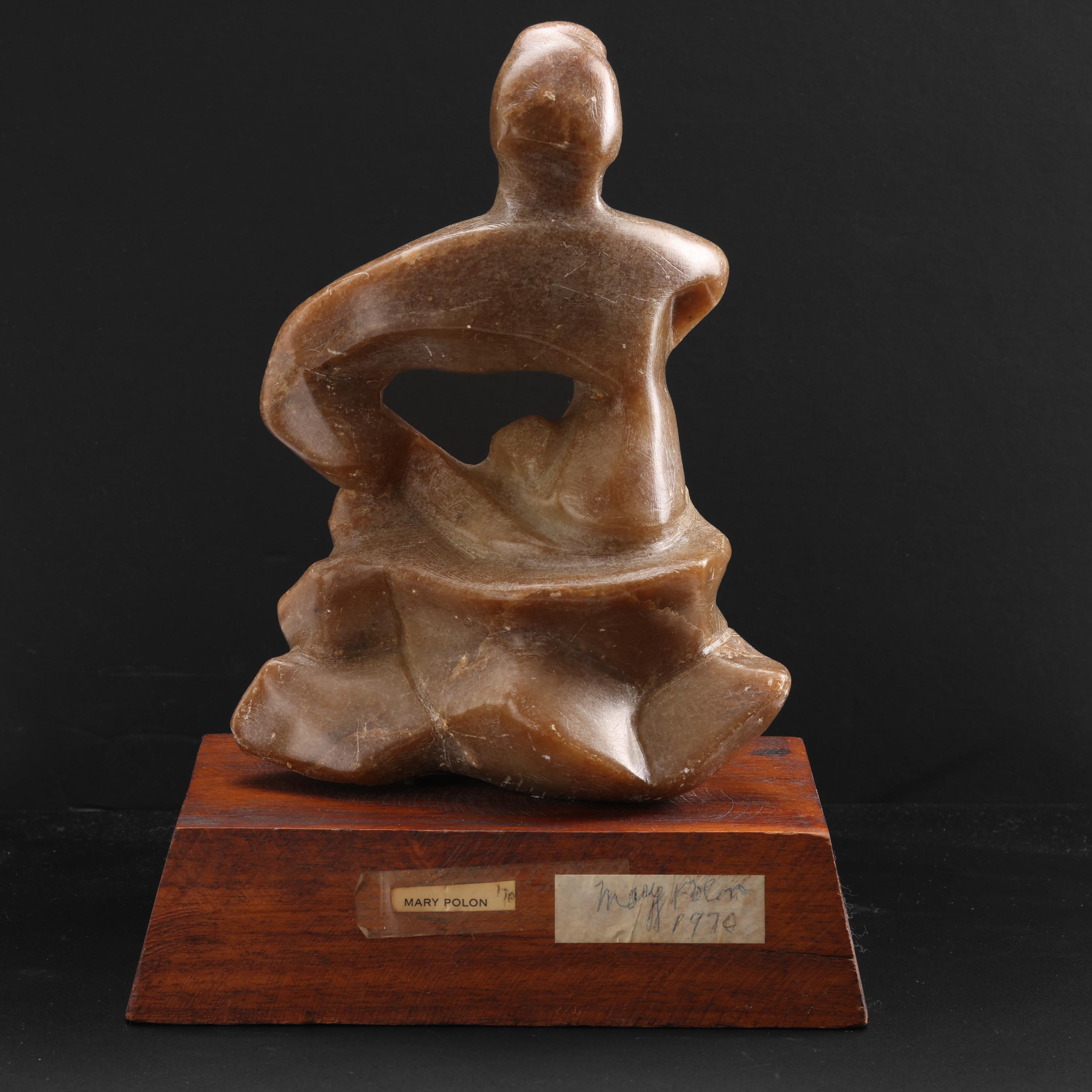 Moderniste Statue de Jade Brutaliste Attribut Figural du Milieu du Siècle Mary Polon en vente