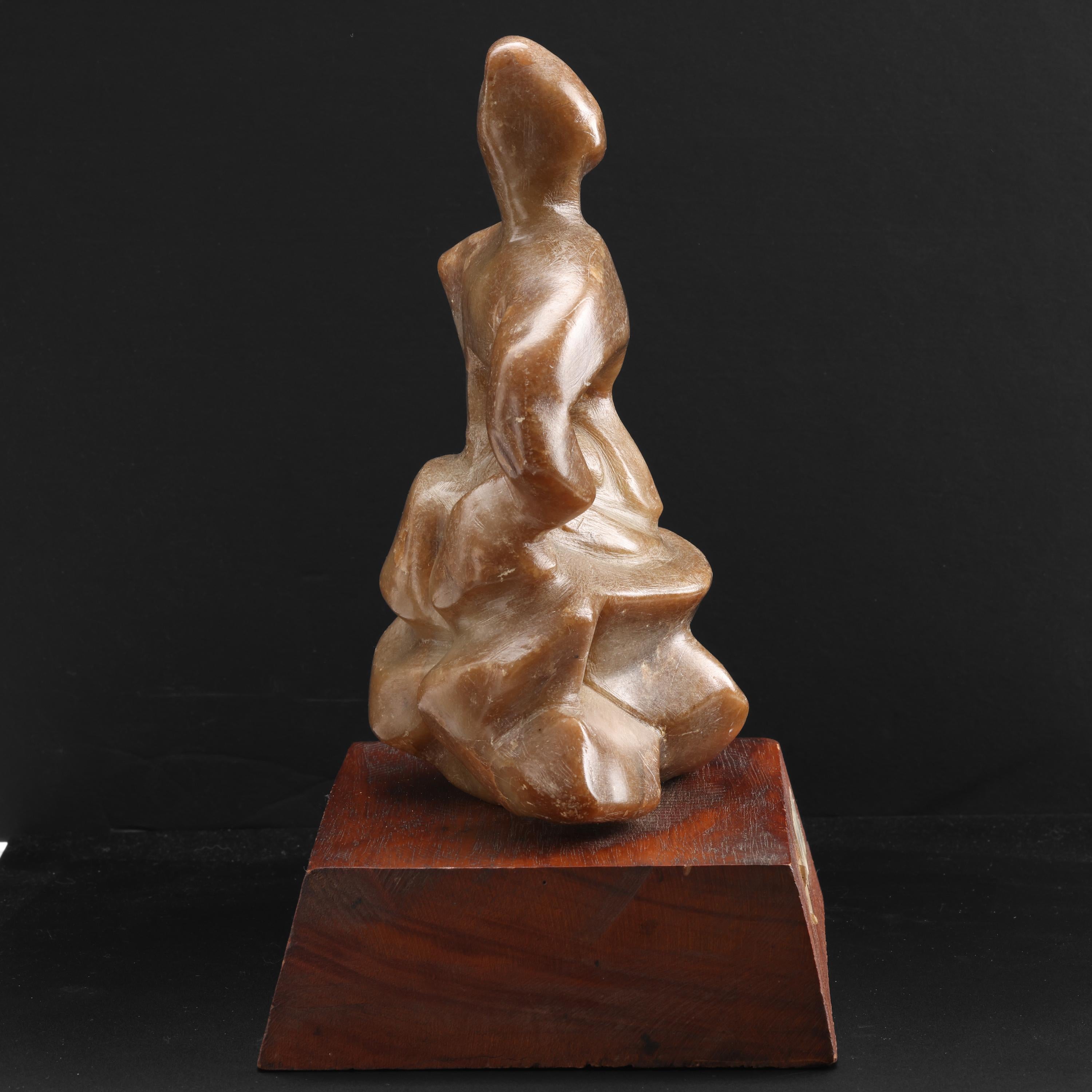 Uncut Brutalist Jade Statue Midcentury Figural Attrib. Mary Polon For Sale