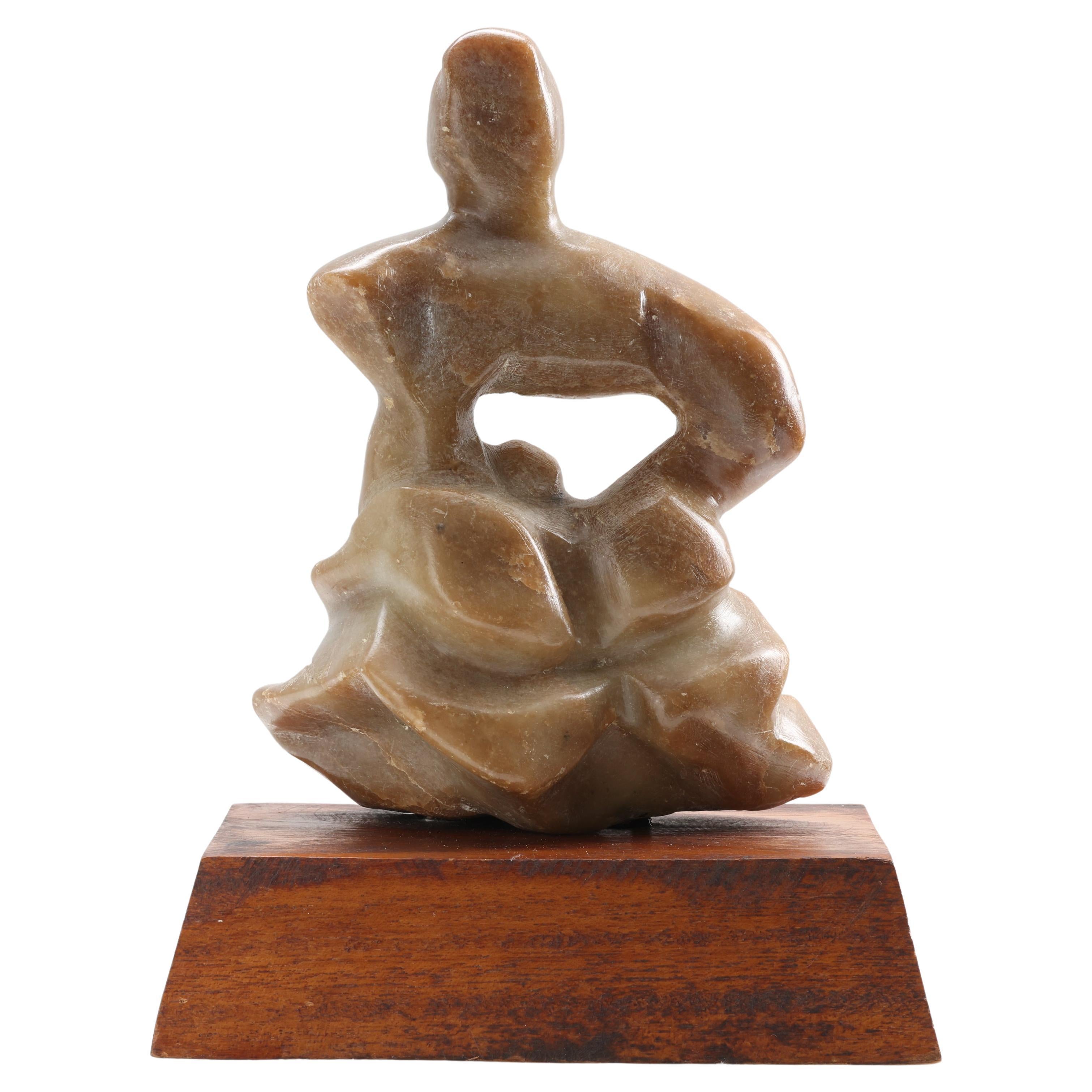 Brutalist Jade Statue Midcentury Figural Attrib. Mary Polon For Sale