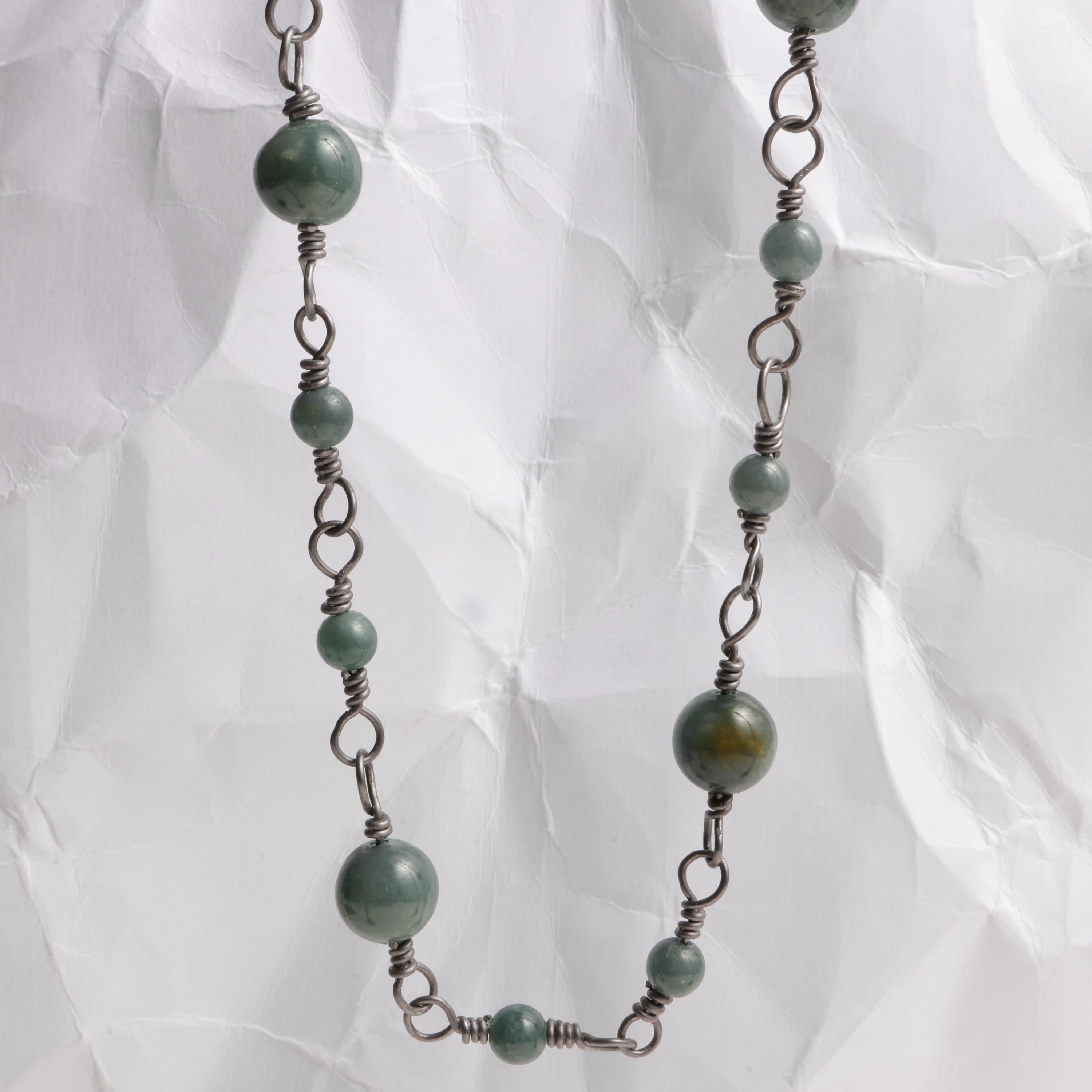 Jade & Tantalum Handmade Necklace: The rarest metal, one of the rarest gems For Sale 4