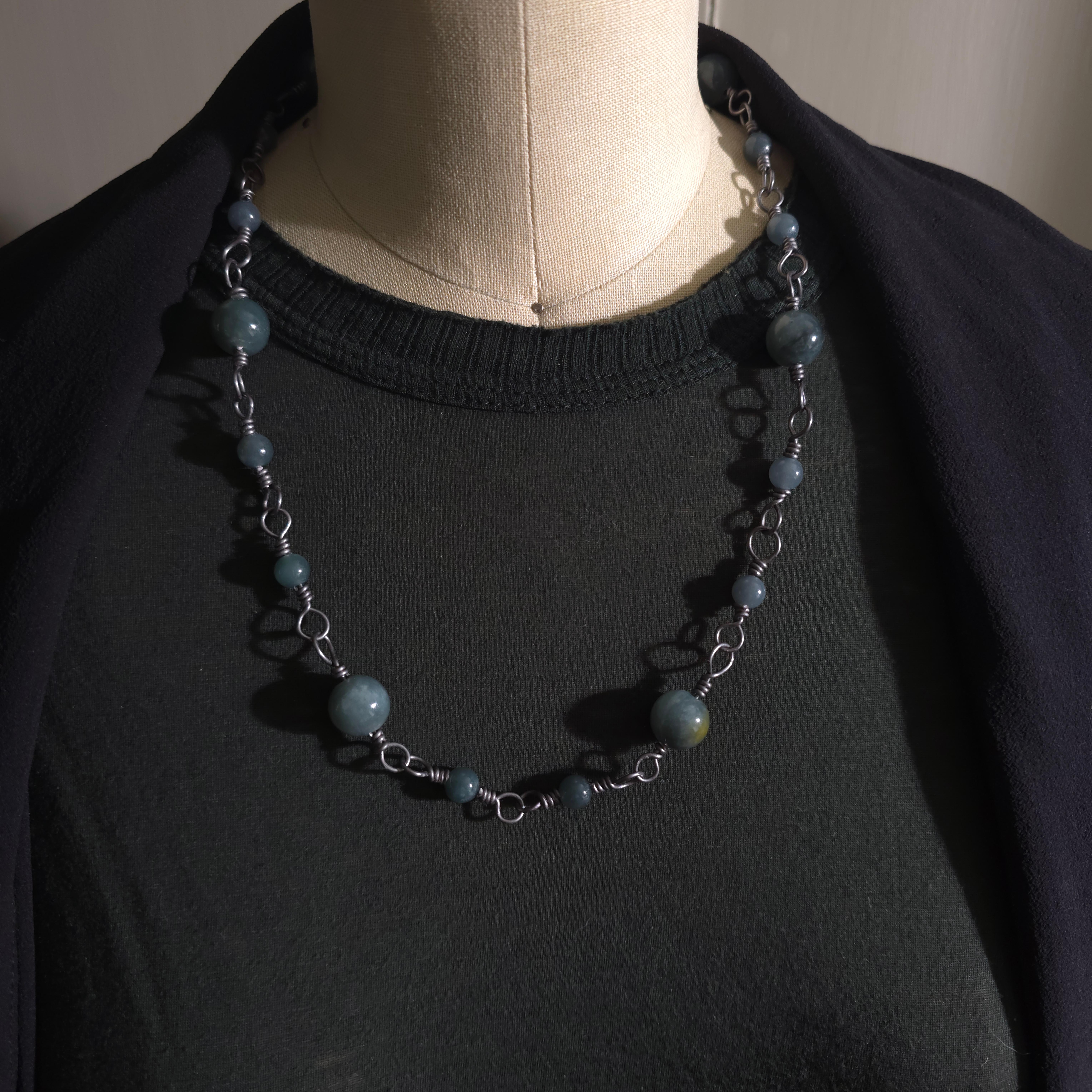 Jade & Tantalum Handmade Necklace: The rarest metal, one of the rarest gems For Sale 5