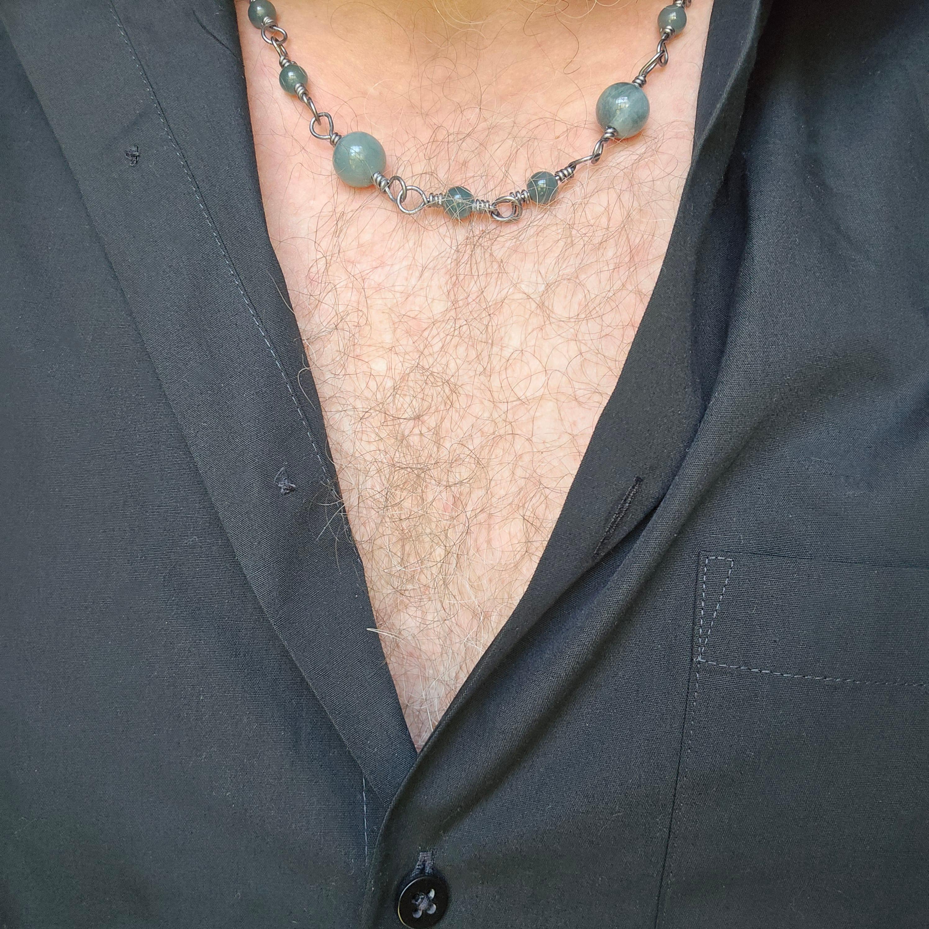 Jade & Tantalum Handmade Necklace: The rarest metal, one of the rarest gems For Sale 6