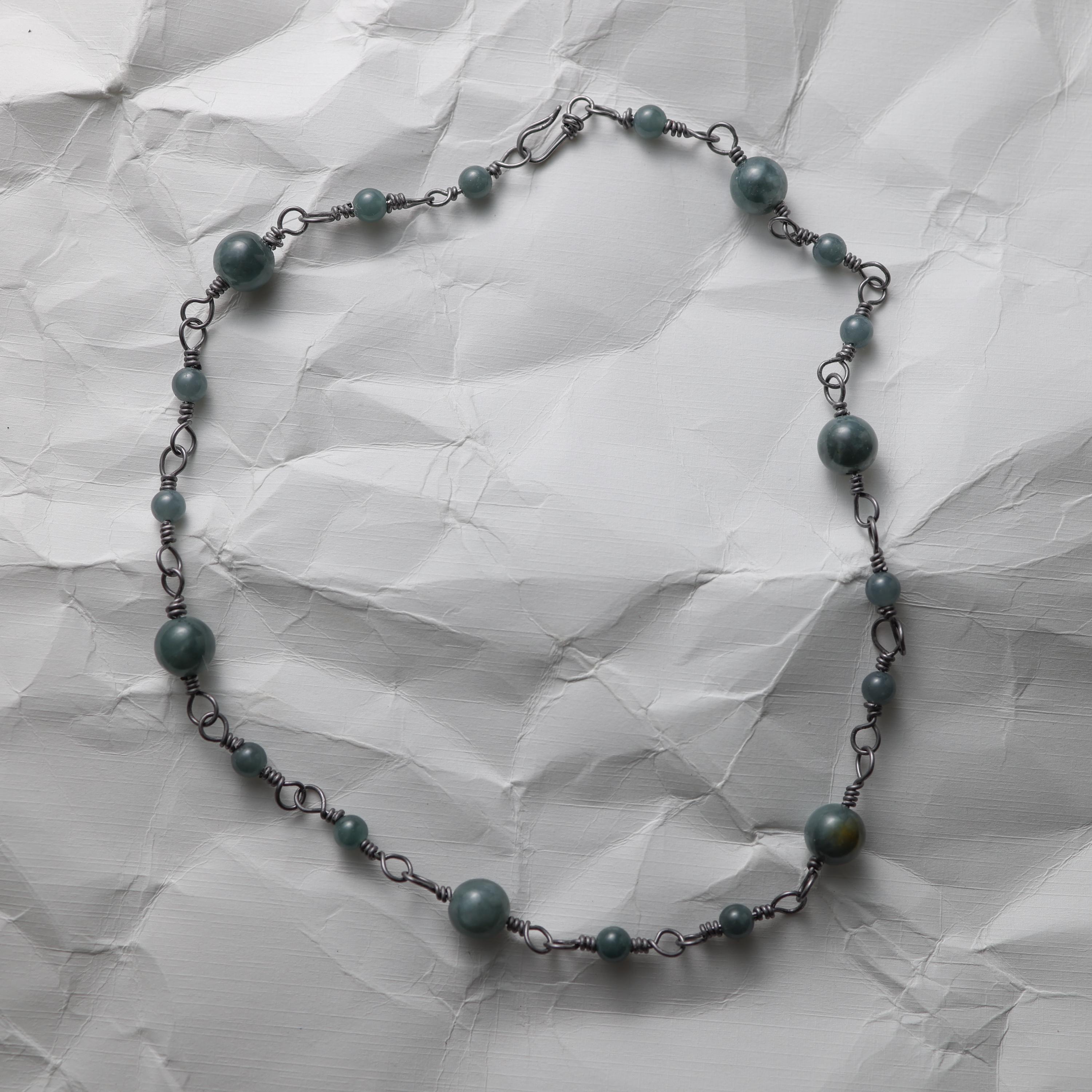 Jade & Tantalum Handmade Necklace: The rarest metal, one of the rarest gems In New Condition For Sale In Southbury, CT