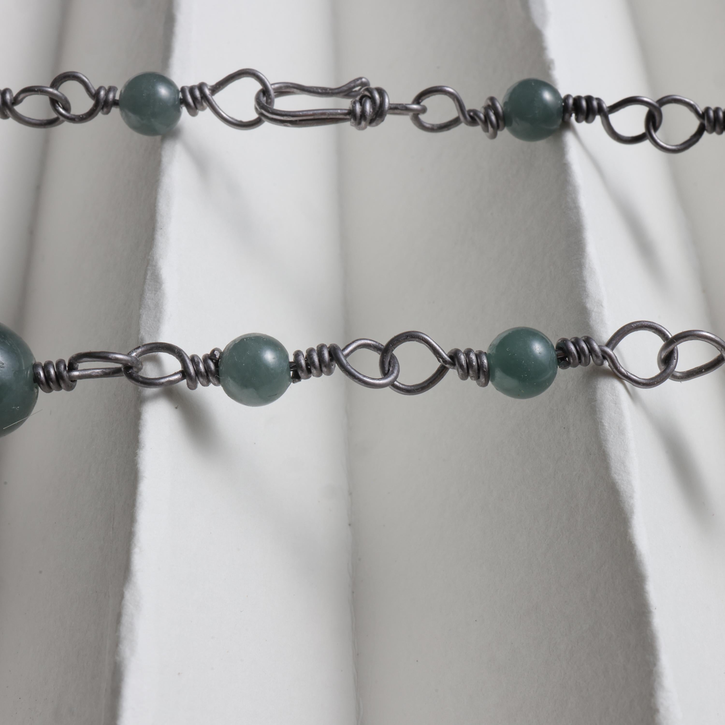 Women's or Men's Jade & Tantalum Handmade Necklace: The rarest metal, one of the rarest gems For Sale