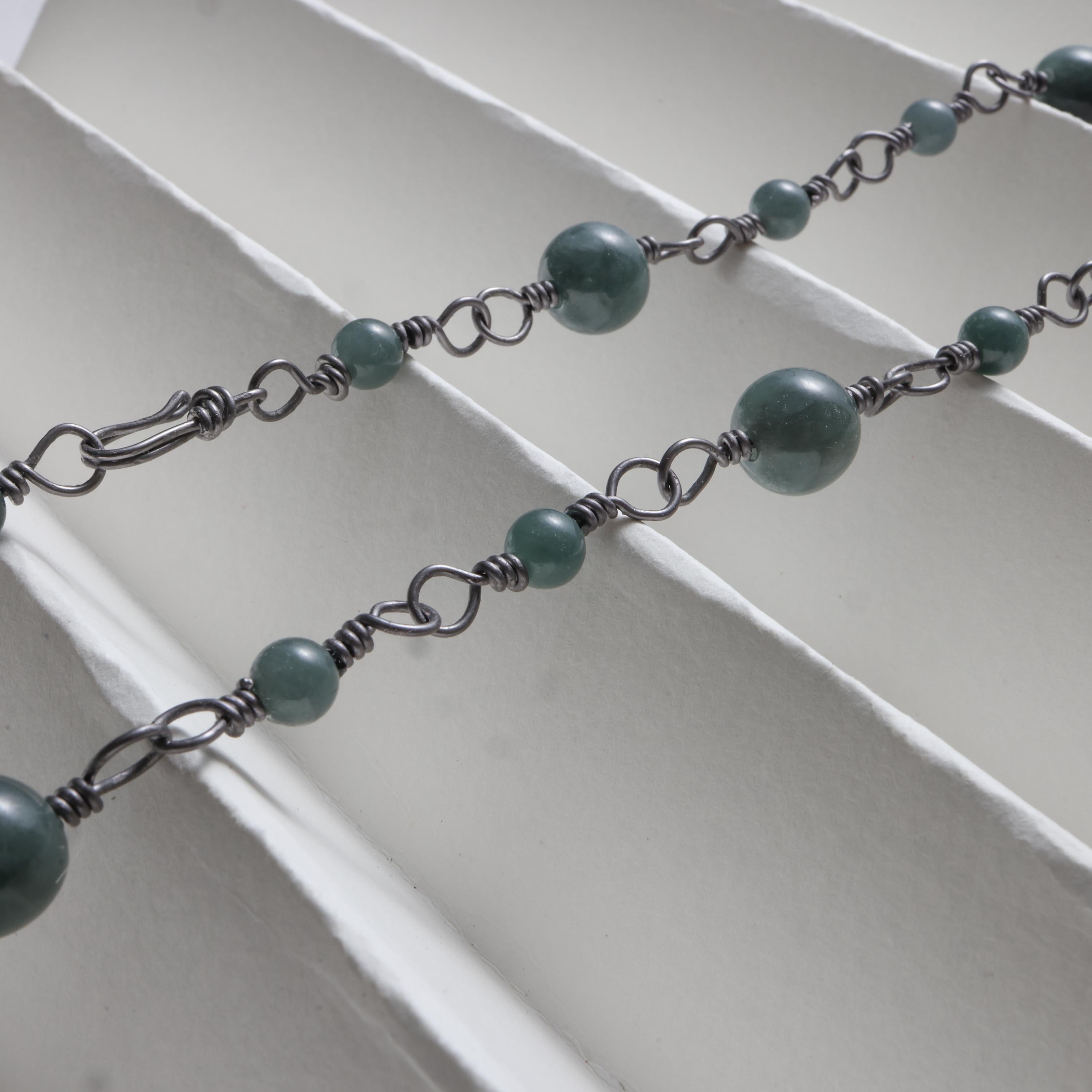 Jade & Tantalum Handmade Necklace: The rarest metal, one of the rarest gems For Sale 1