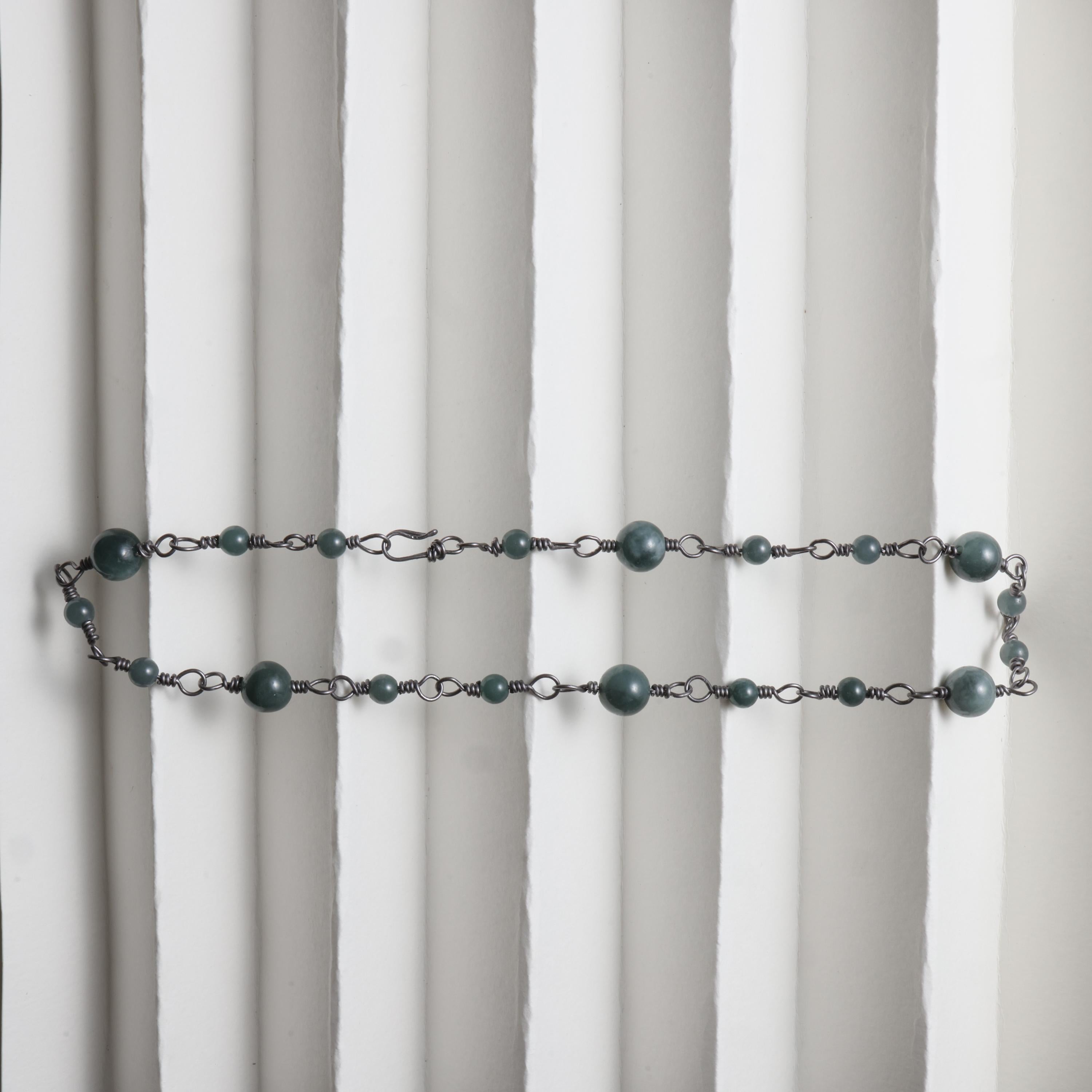 Jade & Tantalum Handmade Necklace: The rarest metal, one of the rarest gems For Sale 2