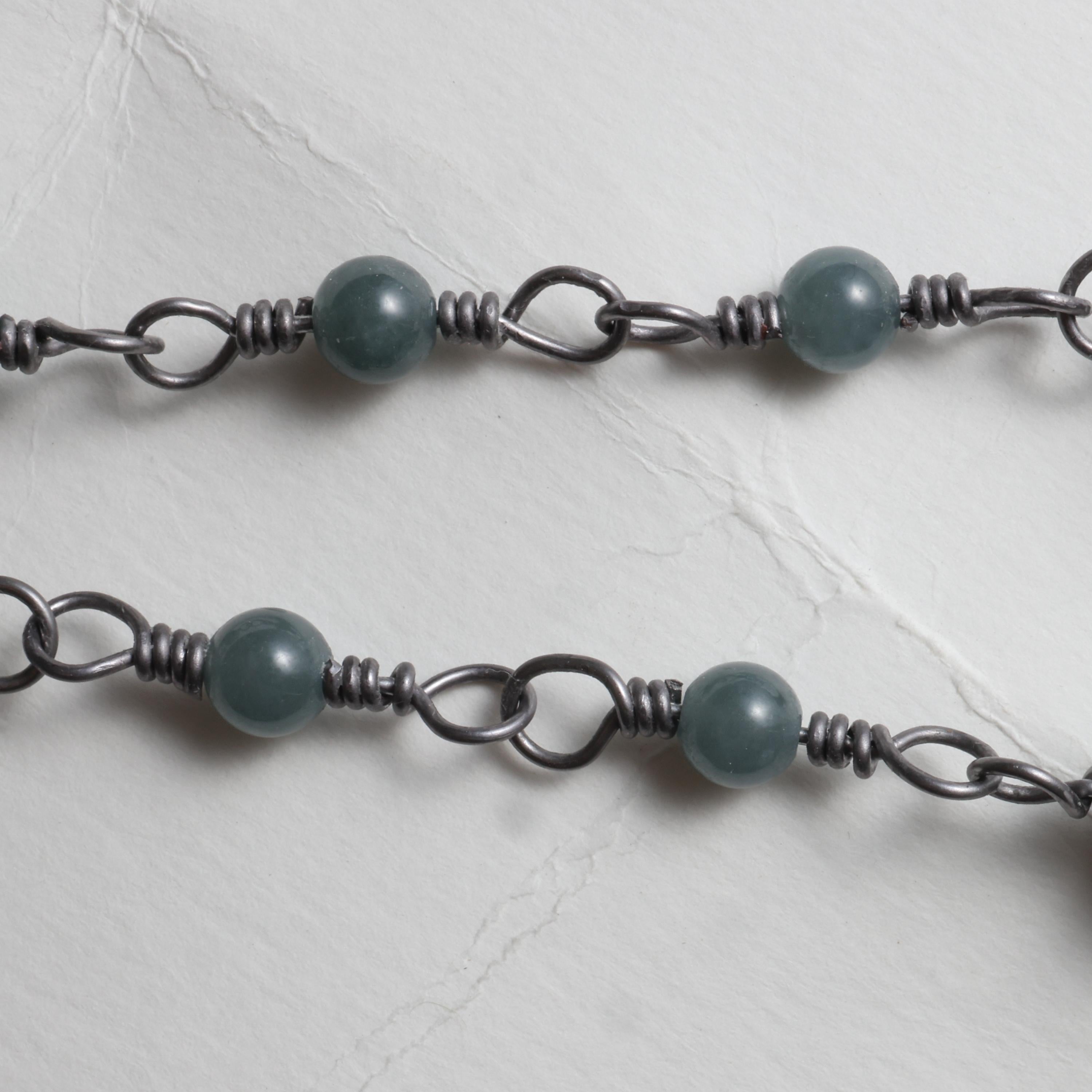 Jade & Tantalum Handmade Necklace: The rarest metal, one of the rarest gems For Sale 3