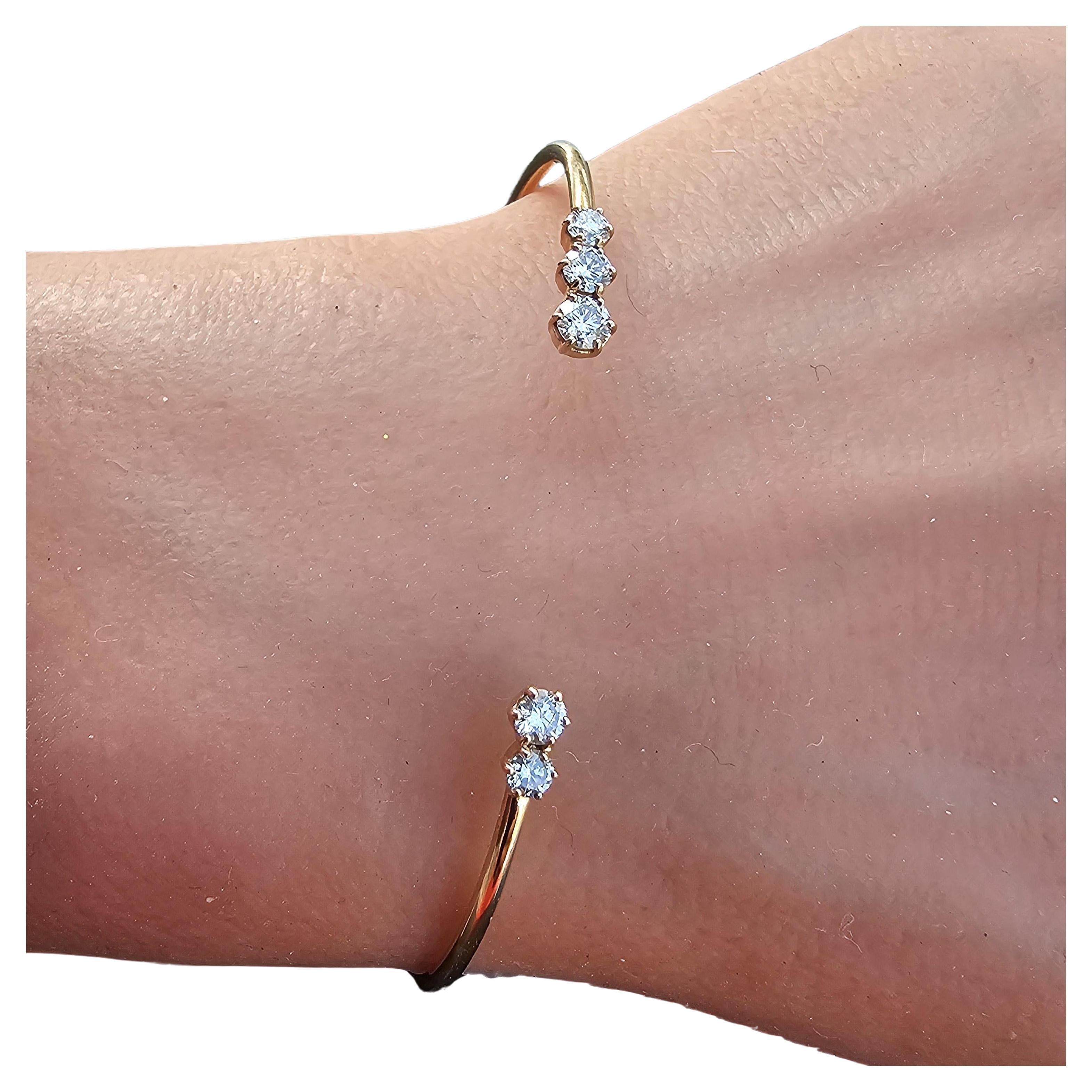 Jade Trau 18k Rose Gold Open Cuff 5 Diamond Bracelet ~.65ctw Graduated