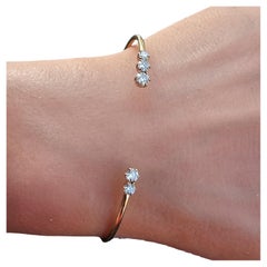Jade Trau 18k Roségold Offene Manschette 5 Diamantarmband ~.65ctw Abgestuft