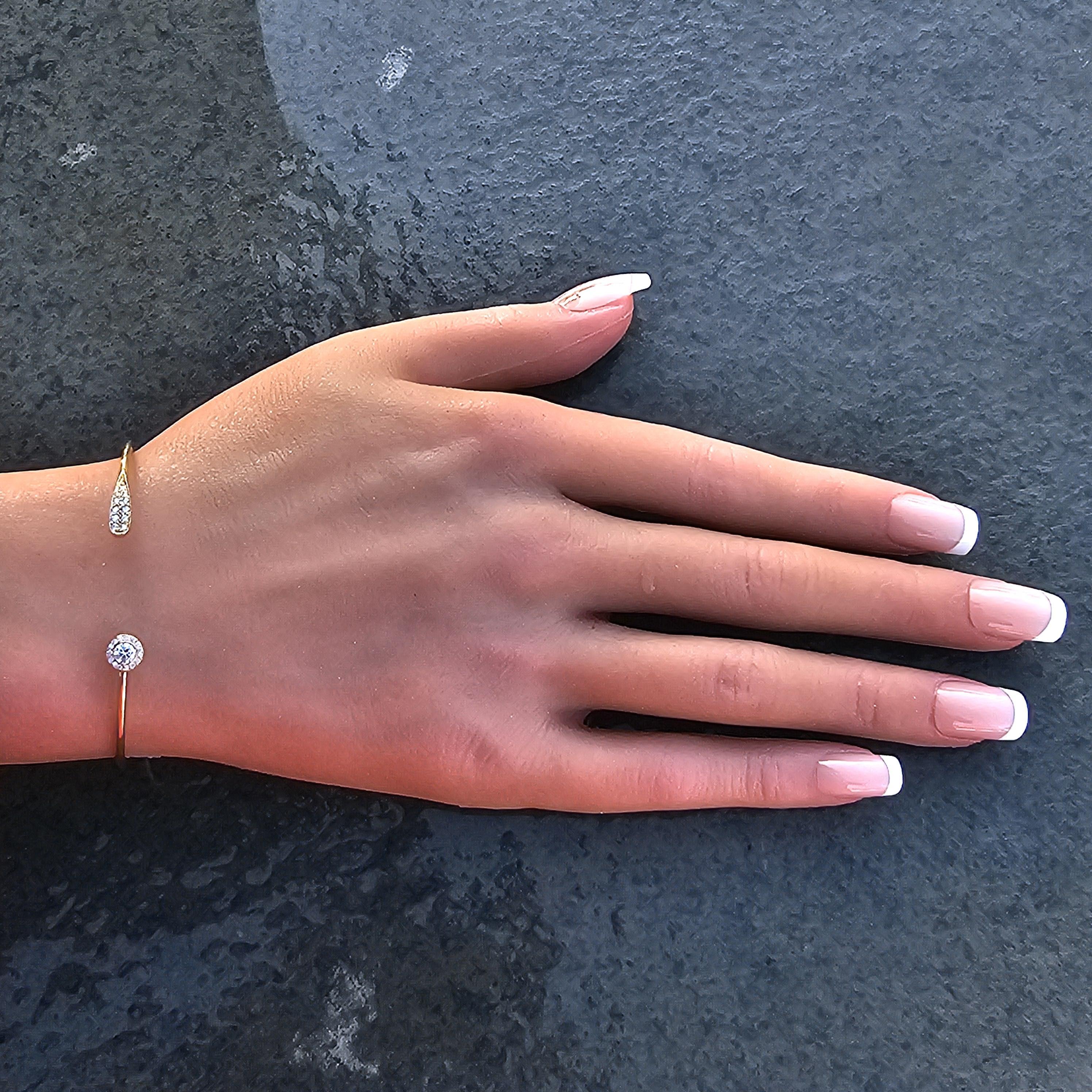 Jade Trau Pave Diamond Open Cuff Bracelet ~.46ctw 18k Rose Gold 4.9g In Good Condition For Sale In Northbrook, IL