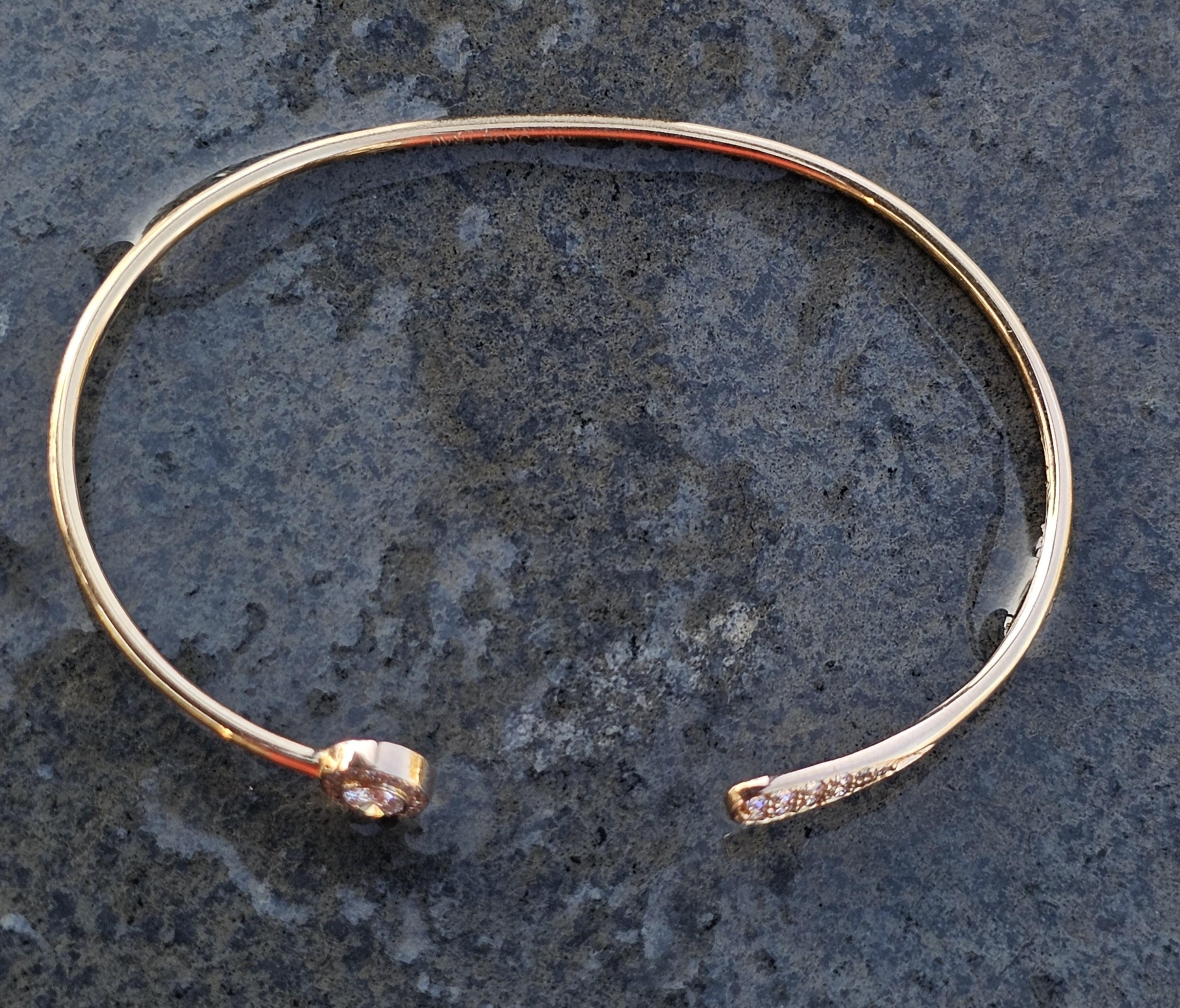Jade Trau Pave Diamond Open Cuff Bracelet ~.46ctw 18k Rose Gold 4.9g For Sale 4