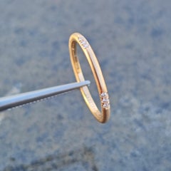Jade Trau Thin 18k Rose Gold 15 Diamond Band Ring size 6.5 1.6g eternity