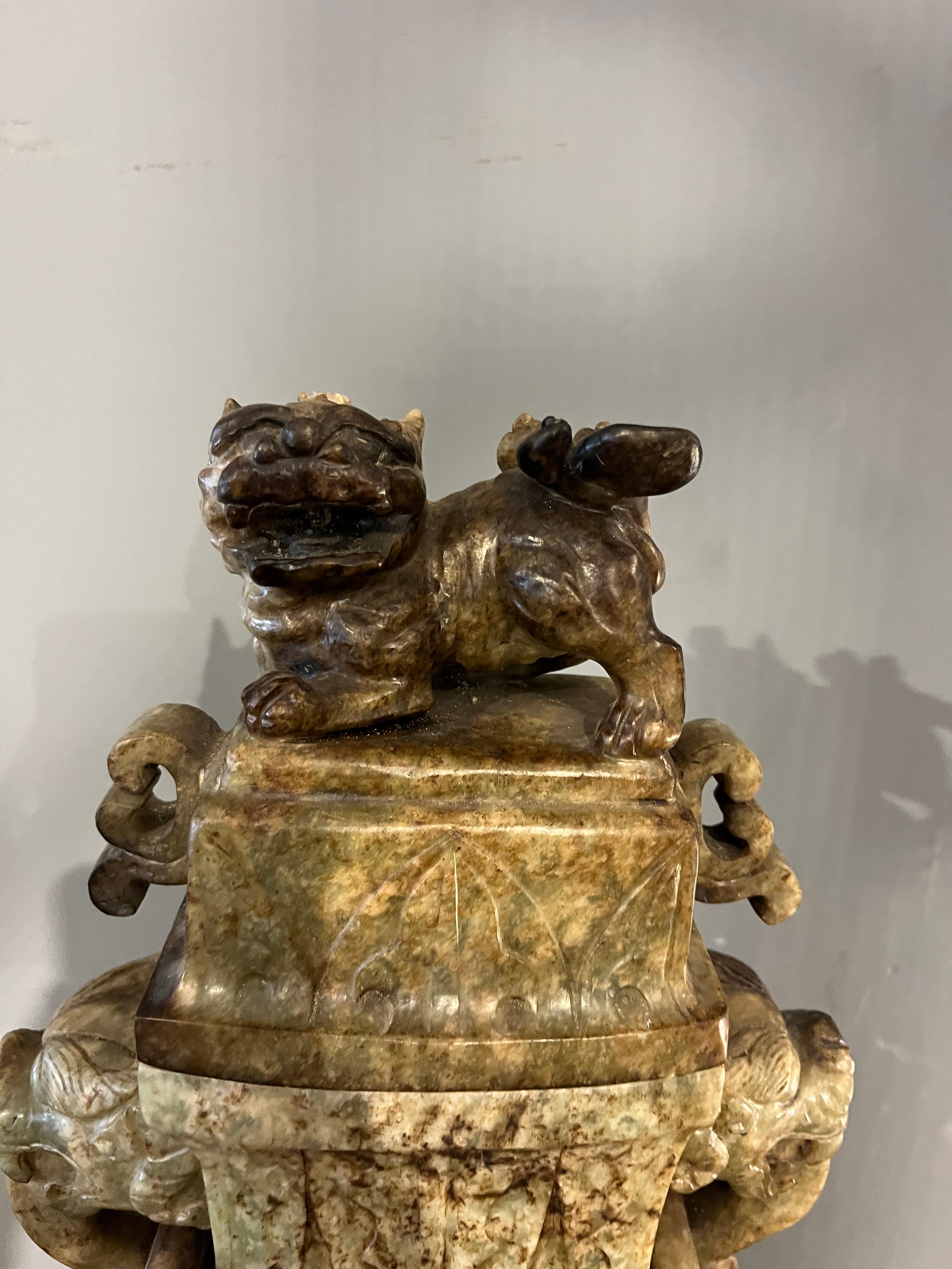 Early 19th Century Jade vase with rings. China, 19th century For Sale