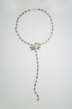 Jade Rebe Lariat in 925 Silber, Jade & Rhodolith Granat von Shana Cave