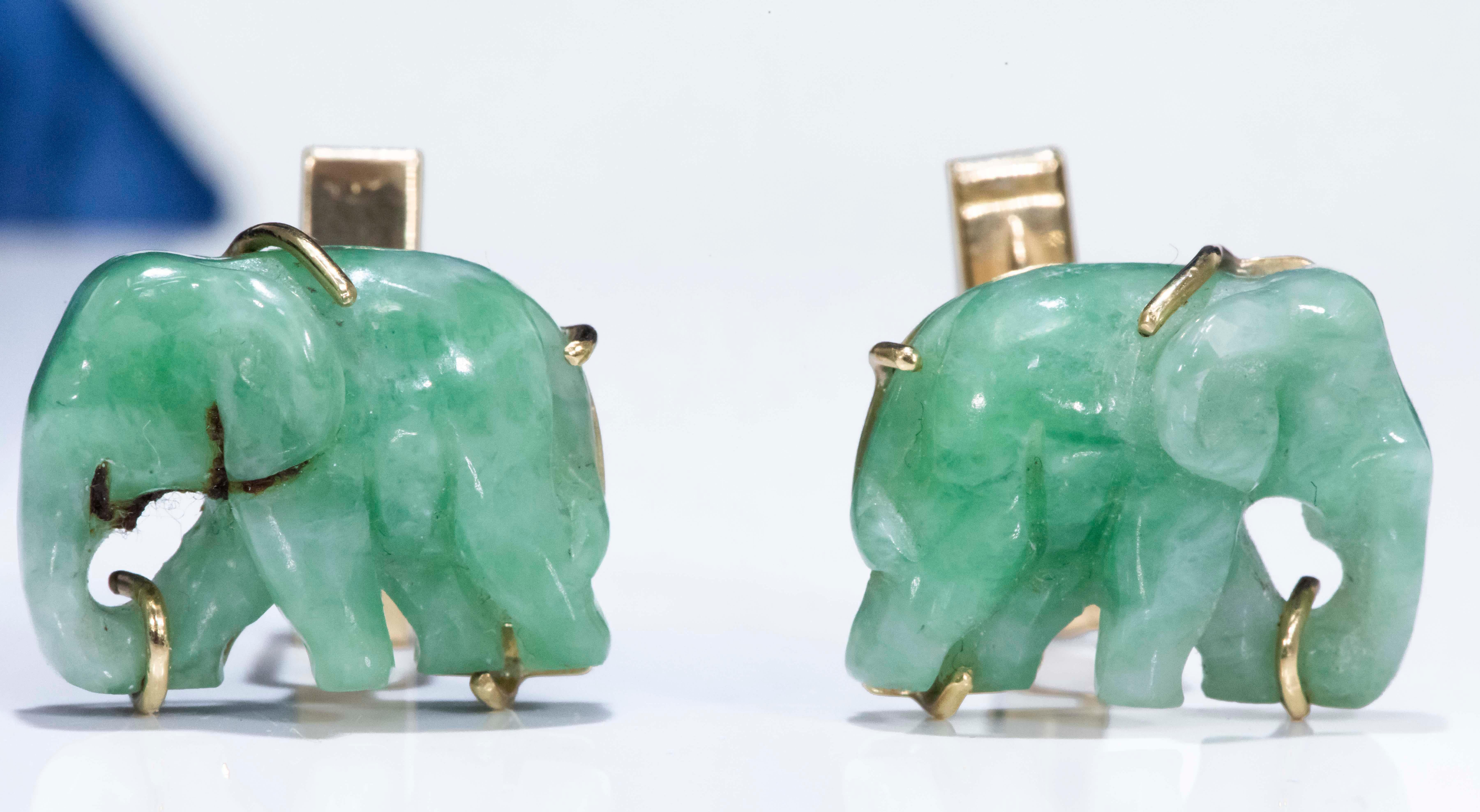 jade elephant earrings