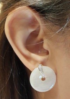 Jade with Diamond Earrings Set in 18 Karat Gold Settings