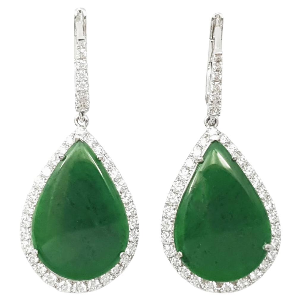 Pendientes de Jade con Diamantes engastados en Oro Blanco de 18K