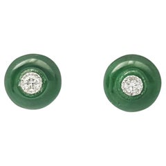 Boucles d'oreilles en jade et diamants sur monture en or blanc 18 carats