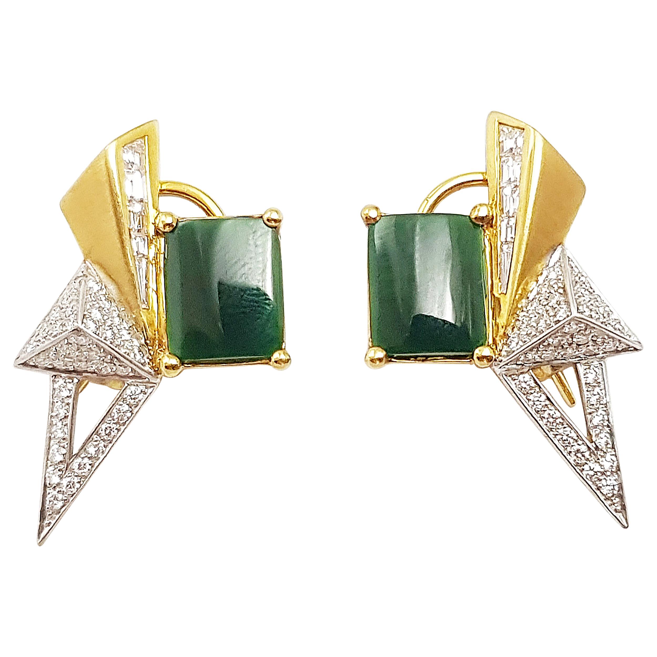 Pendientes Origami de Jade con Diamantes Kavant y Sharart en Oro de 18 Kilates