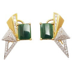 Jade mit Diamant Kavant & Sharart Origami-Ohrringe aus 18 Karat Gold 