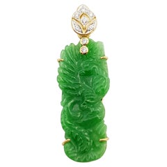 Jade with Diamond Pendant Set in 18 Karat Gold Settings