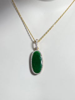 Jade with Diamond Pendant set in 18K Gold Settings