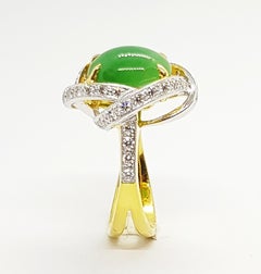 Jade with Diamond Ring Set in 18 Karat Gold Settings