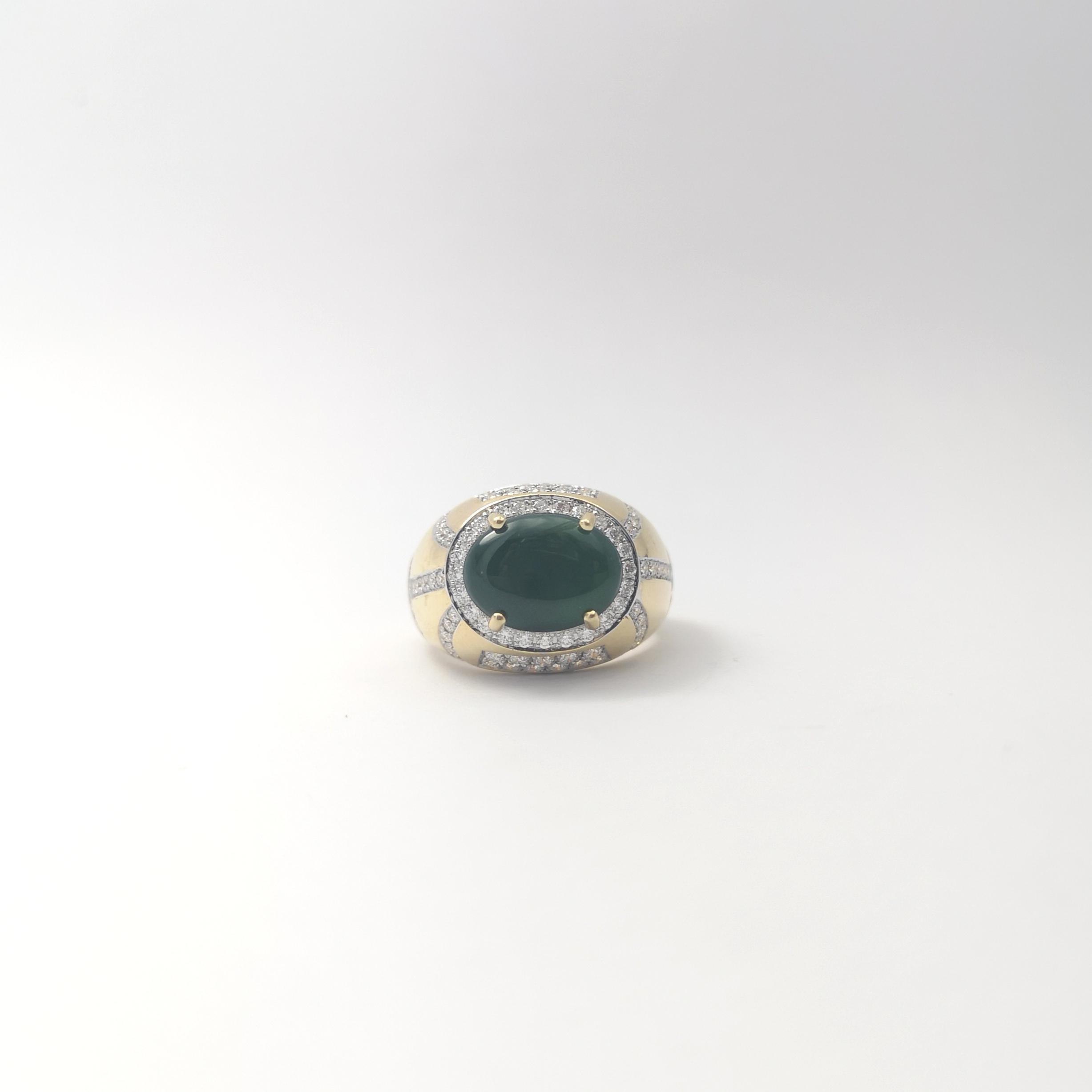 Anillo de Jade con Diamantes engastado en Oro de 18K en venta 4