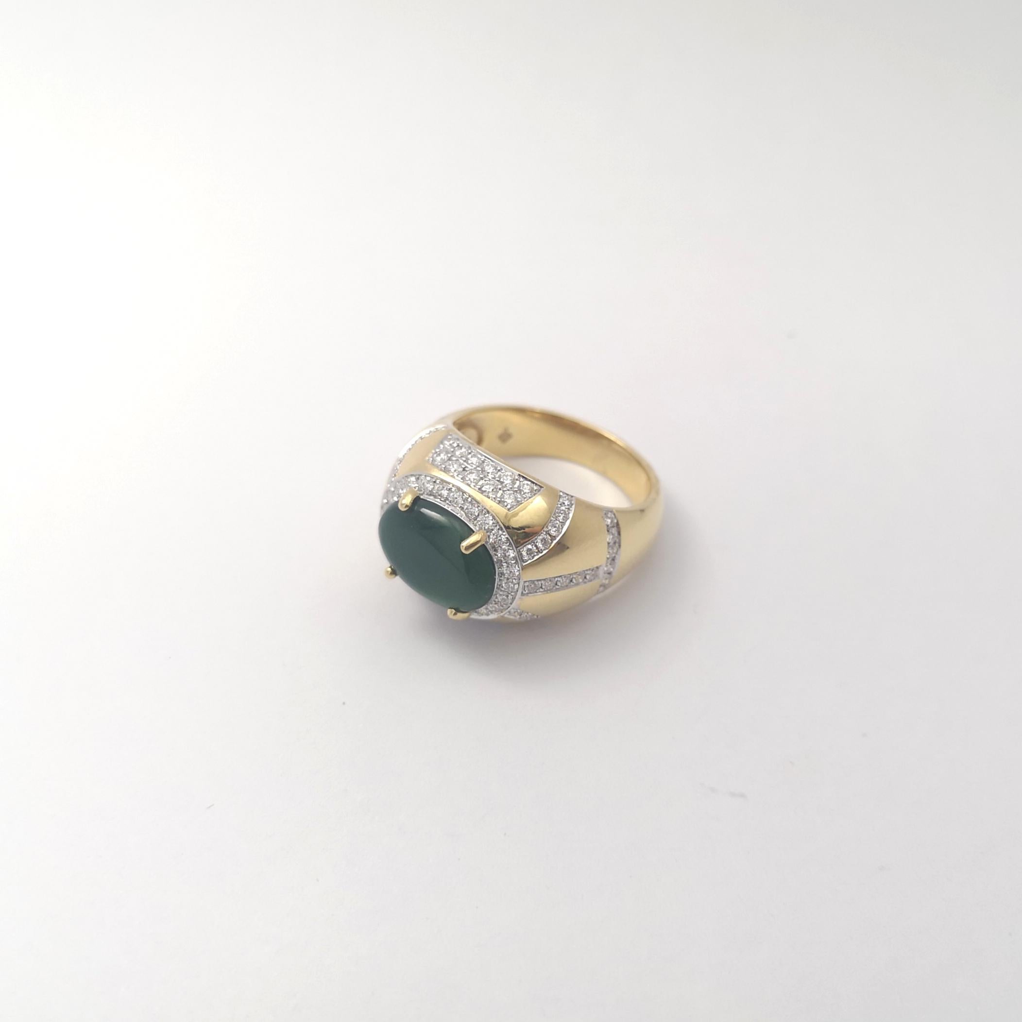 Anillo de Jade con Diamantes engastado en Oro de 18K en venta 5
