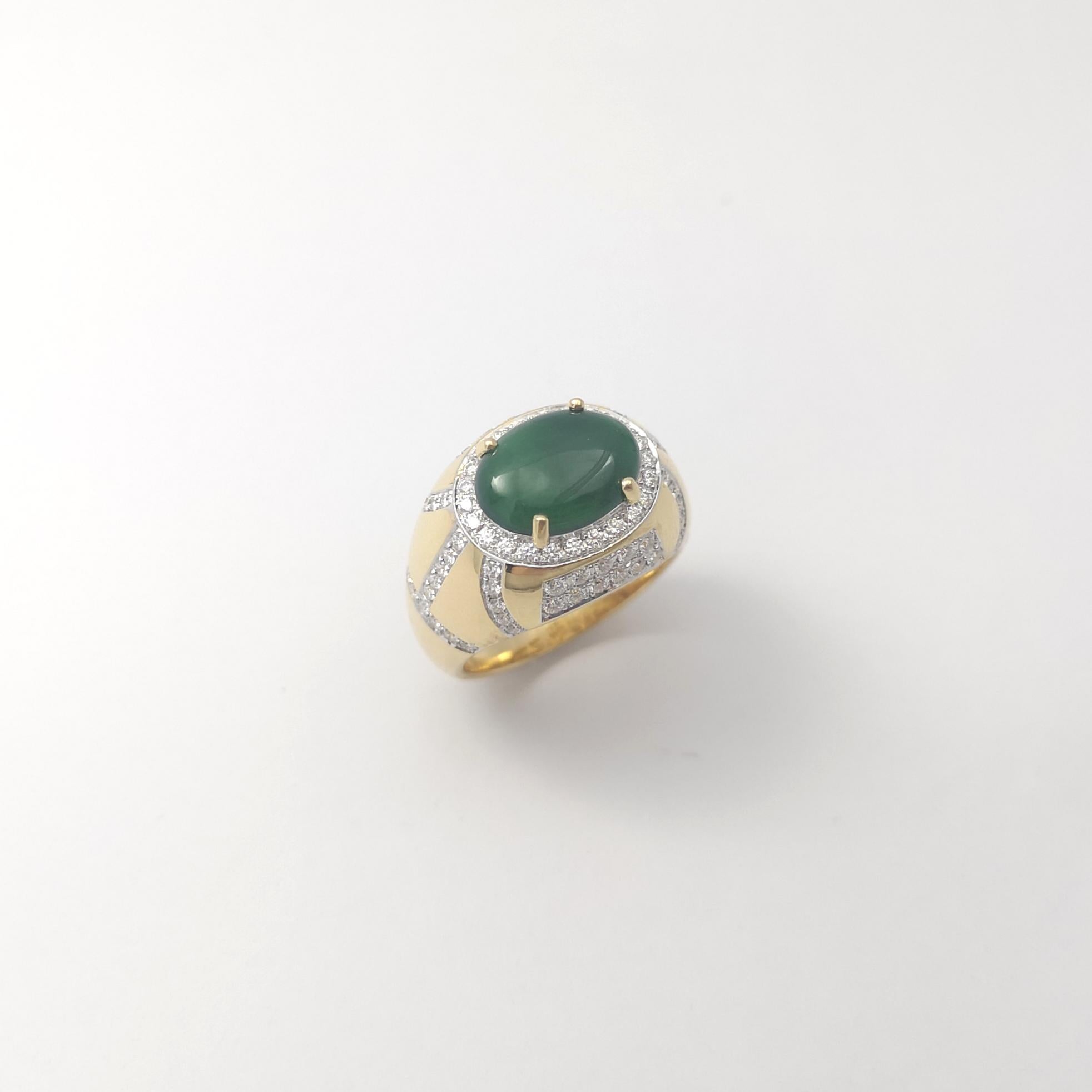 Anillo de Jade con Diamantes engastado en Oro de 18K en venta 6